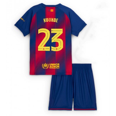 Billiga Fotbollströjor Barn FC Barcelona Hemmaställ 2025/26 Set Jules Kounde 23