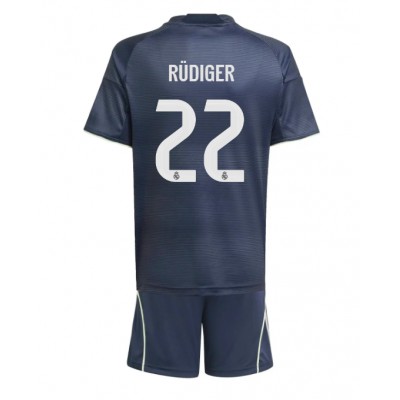 Billiga Fotbollströjor Barn Real Madrid Bortaställ 2025/26 Set Antonio Rüdiger 22
