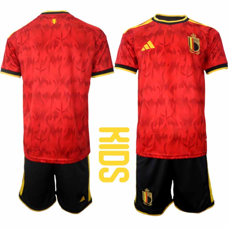 Fotbollskläder Set Barn Belgien VM 2026 Hemmaställ Kortärmad Shorts