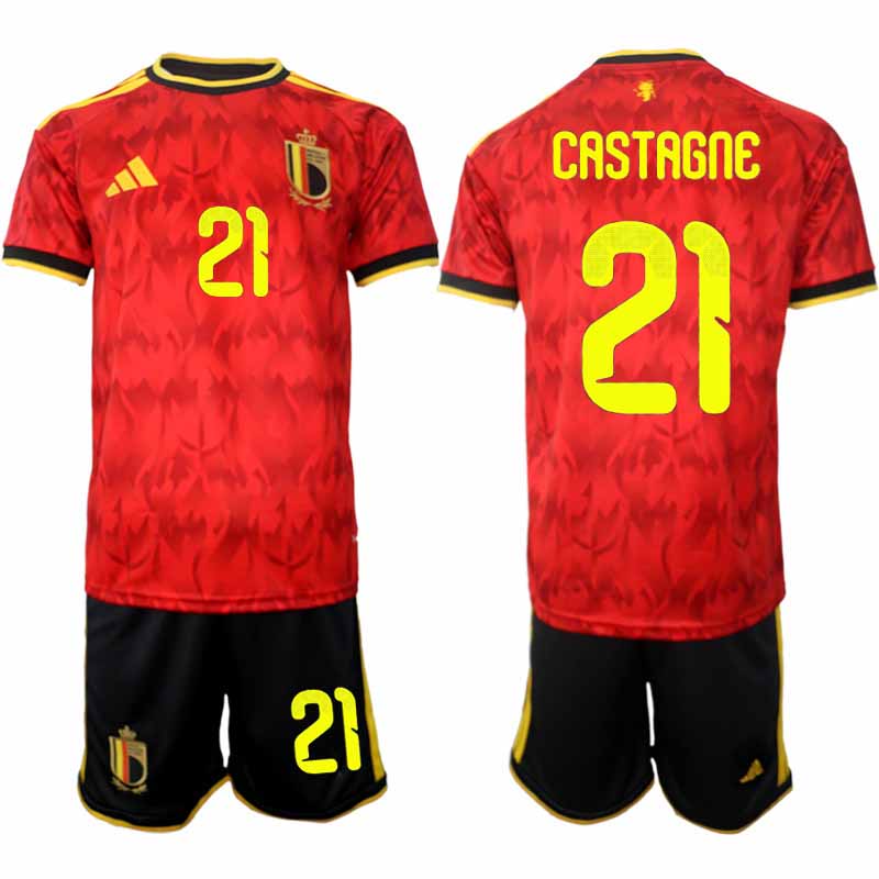Billiga Fotbollströjor Herr Belgien VM 2026 Hemma Timothy Castagne #21 Kortärmad Shorts