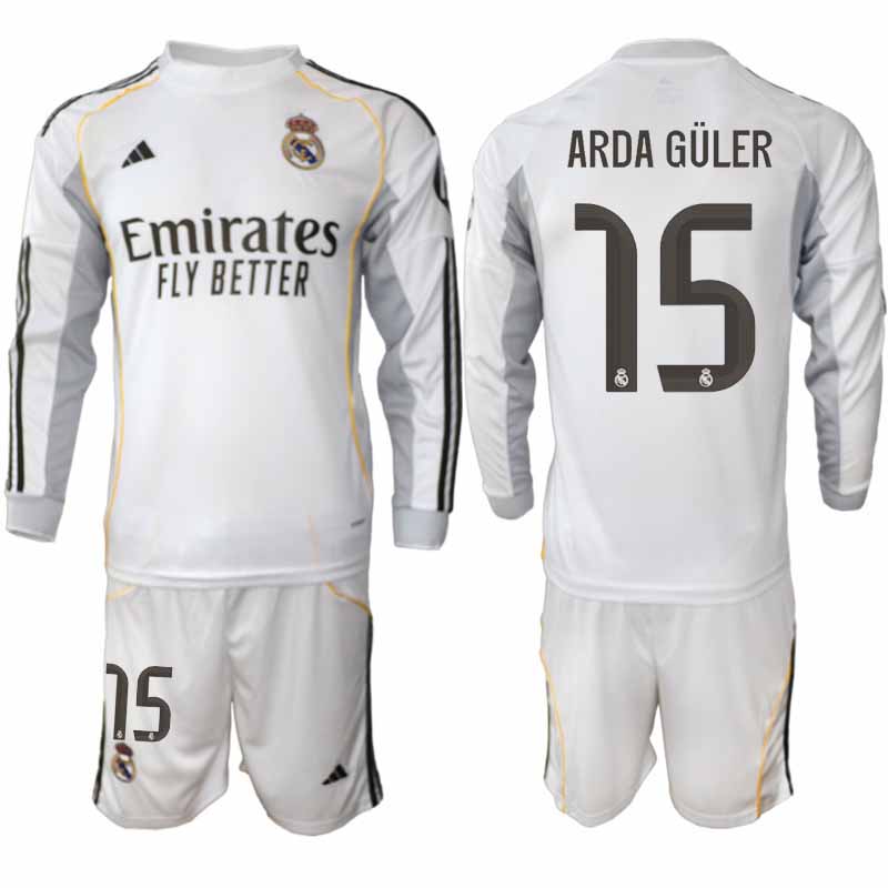 Herr Matchtröjor Real Madrid Arda Güler #15 Långärmad Hemma 2025/26