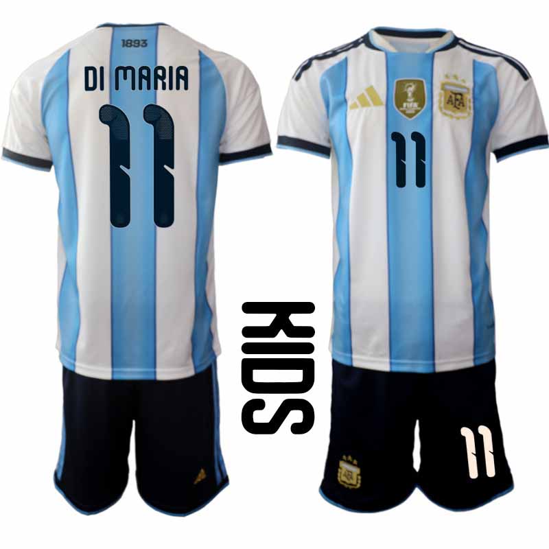 Fotbollströjor Billigt Argentina 2026 VM Hemmaställ Barn Angel Di Maria 11