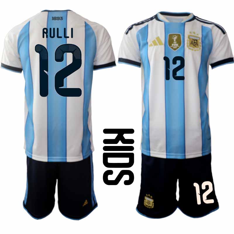 Argentina 2026 VM Hemmaställ Barn Gerónimo-Rulli-#12 Billiga Fotbollströja Shorts