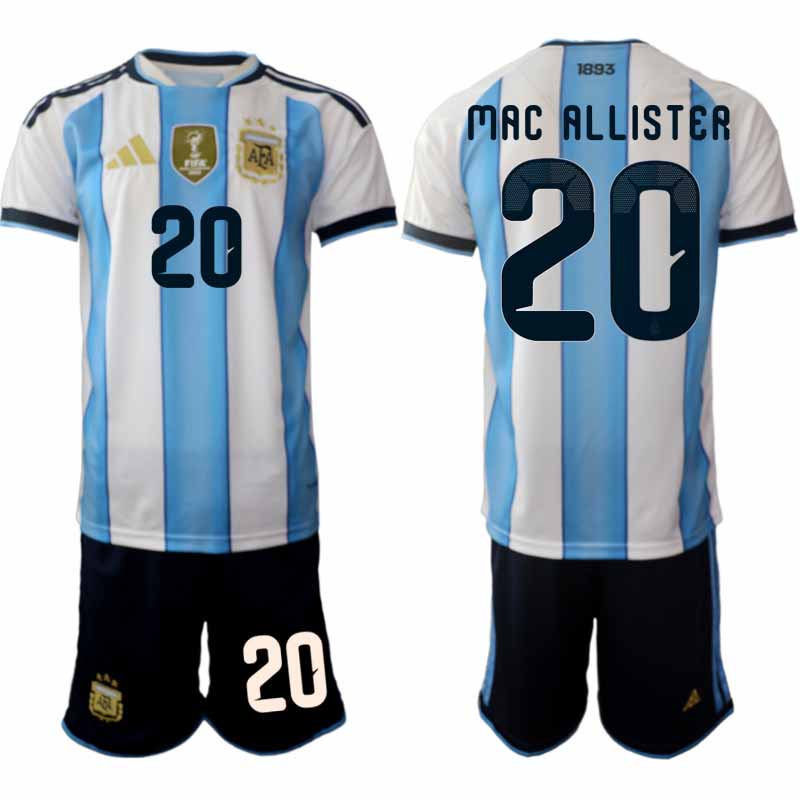 Argentina tröja 2026 VM Hemma Herr Alexis Mac Allister #20 Kortärmad Fotbollsset + Shorts