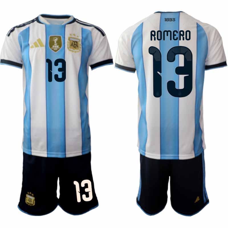 Fotbollskläder Set Herr Argentina 2026 VM Hemmaställ Cristian Romero 13