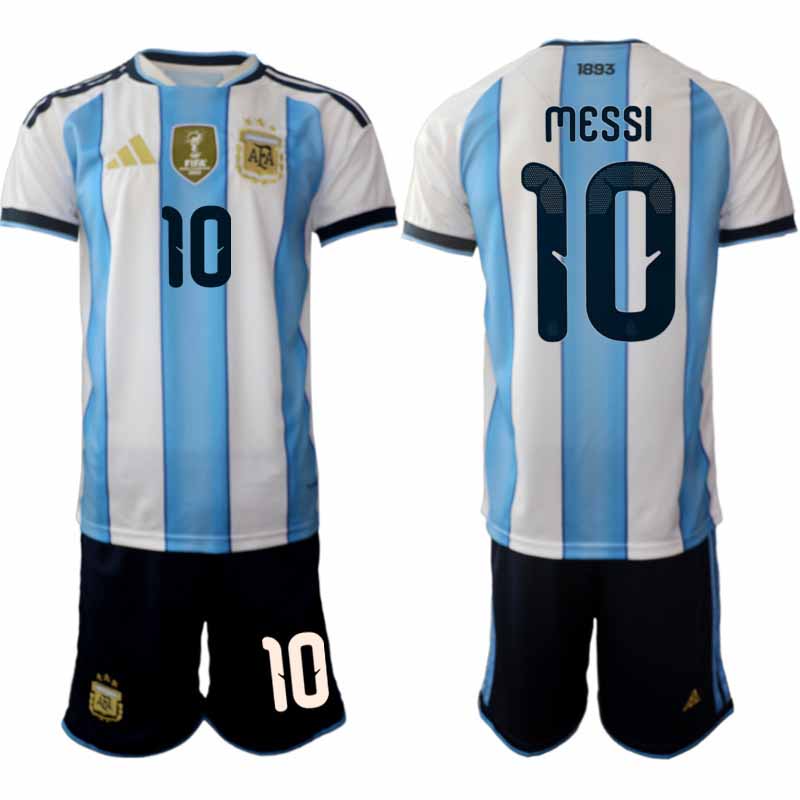 Argentina tröja 2026 VM Hemma Herr Lionel Messi #10 Kortärmad Fotbollsset + Shorts