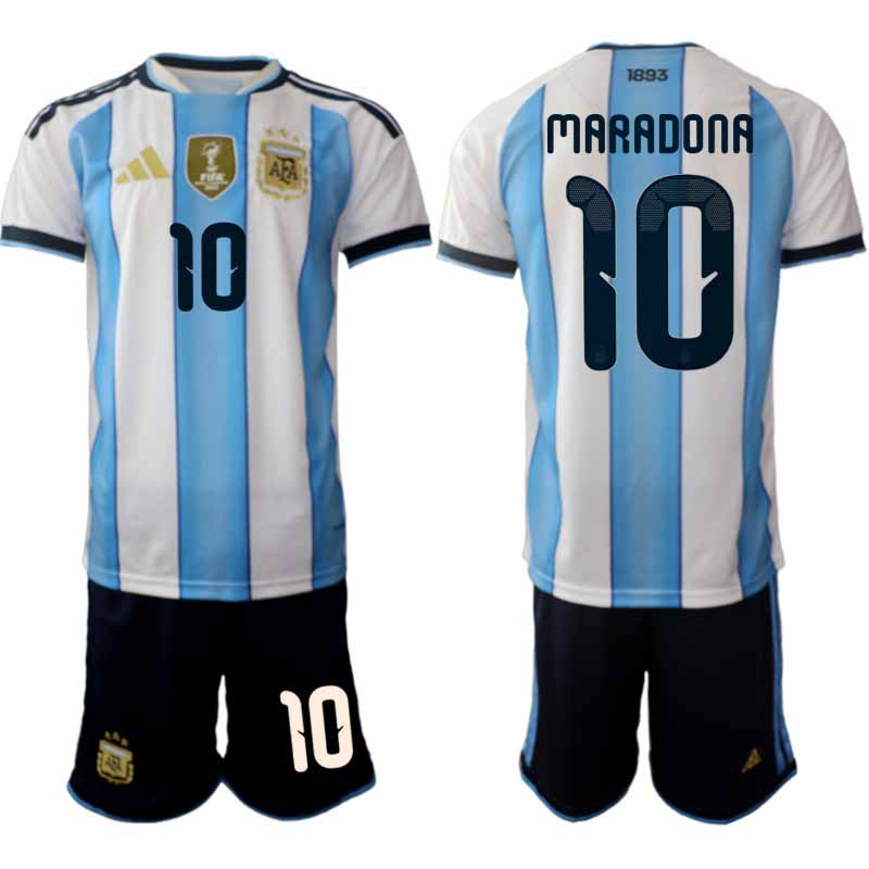 Argentina tröja 2026 VM Hemma Herr Maradona #10 Kortärmad Fotbollsset + Shorts