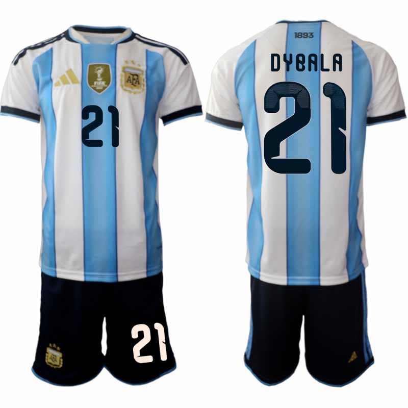 Argentina tröja 2026 VM Hemma Herr Paulo Dybala #21 Kortärmad Fotbollsset + Shorts