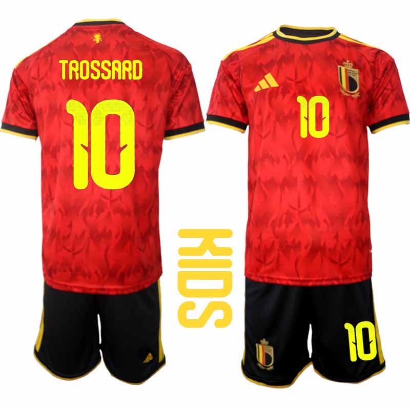 Billiga Fotbollströjor Barn Belgien VM 2026 Hemma Leandro Trossard #10 tröja + Shorts