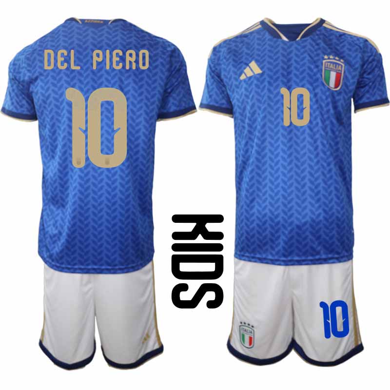 Italien tröja 2026 VM Hemmaställ Barn Alessandro Del Piero #10 Fotbollsställ