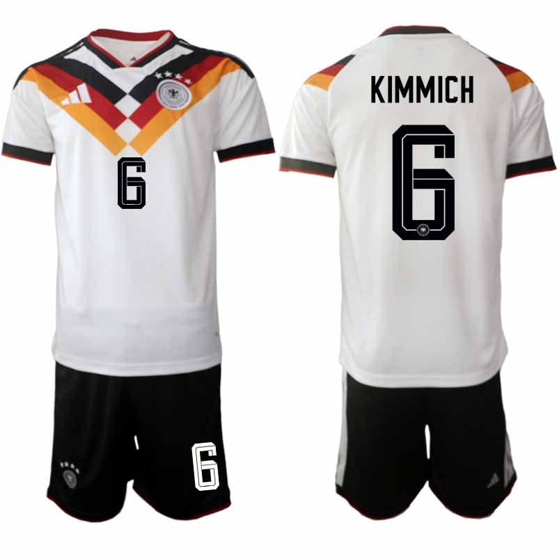 Matchställ Fotboll Tyskland 2026 VM Hemmaställ Herr Joshua Kimmich #6 Kortärmad Tröja + Shorts