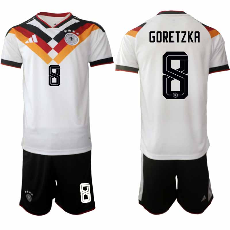 Fotbollskläder Set Tyskland 2026 VM Hemmaställ Herr Leon Goretzka 8