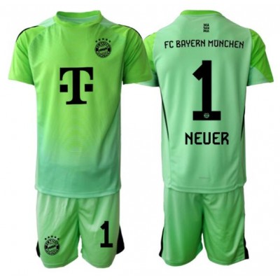 FC Bayern München Manuel Neuer #1 Grön Målvakt Hemmaställ Barn 2025–26 Fotbollströja Kit