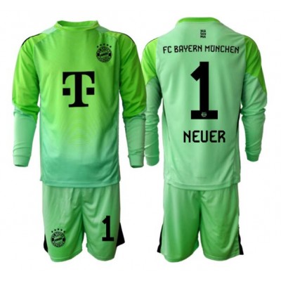 FC Bayern München Hemmaställ Manuel Neuer #1 Grön Målvakt Barn 2025–26 Långärmad Set