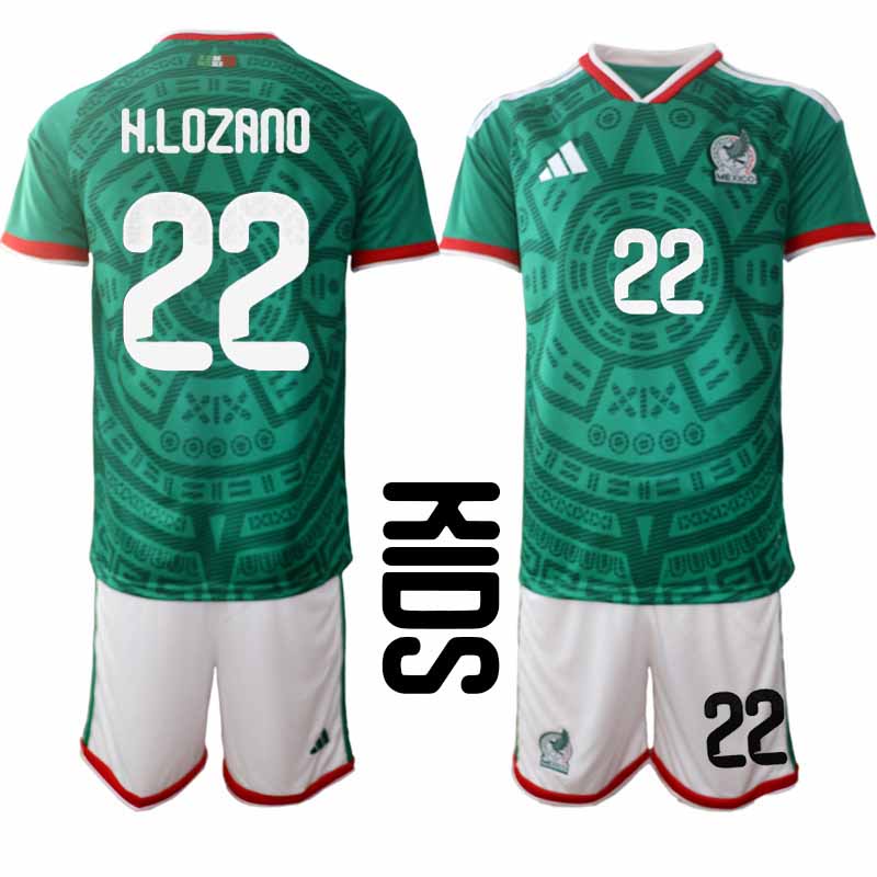 Fotbollskläder Set Barn Mexiko 2026 VM Hemmaställ Hirving Lozano 22