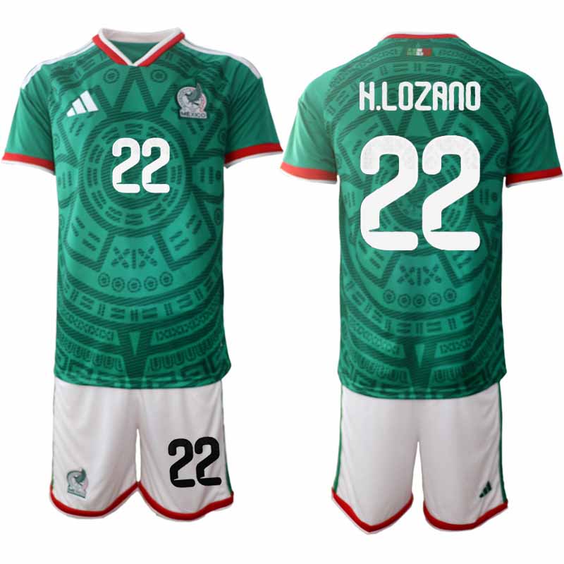 Fotbollskläder Set Herr Mexiko 2026 VM Hemmaställ Hirving Lozano 22