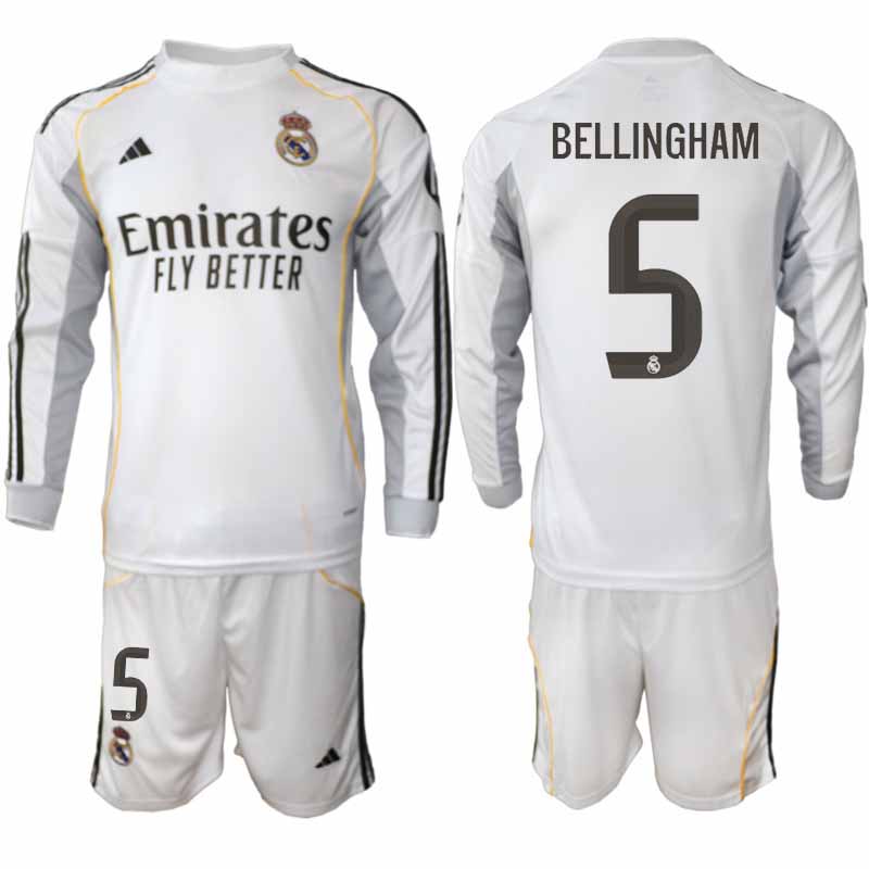 Billiga Fotbollströjor Herr Real Madrid Jude Bellingham #5 Långärmad Hemma 2025/26