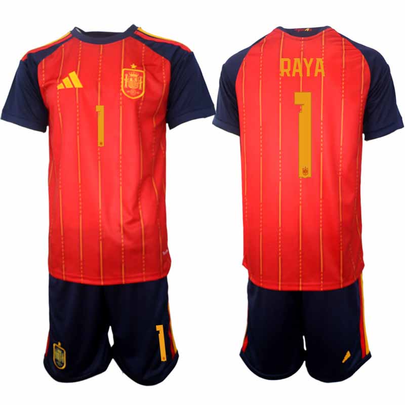 Spanien Matchtröja 2026 VM Hemmaställ Herr David Raya #1 Kortärmad Shorts