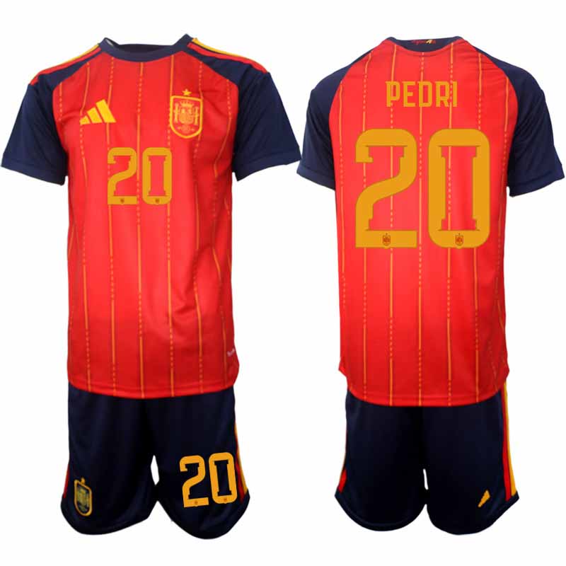 Köpa Fotbollströjor Spanien 2026 VM Hemma Herr Pedri #20 Fotbollskläder Set