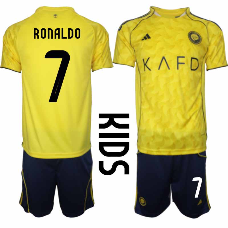 Barn Fotbollströjor Set Al-Nassr Cristiano Ronaldo #7 Hemmaställ 2025-26