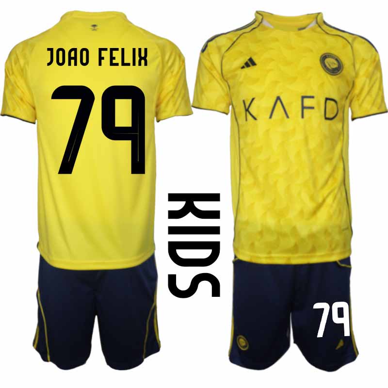 Barn Fotbollskläder Set Al-Nassr João Félix #79 Hemmaställ 2025-26