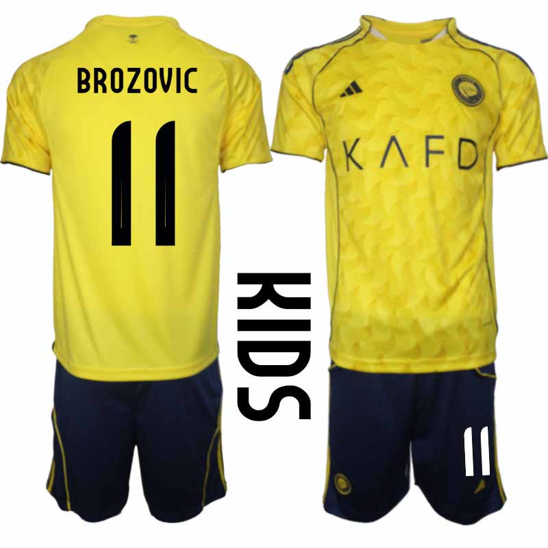 Barn Fotbollströjor Set Al-Nassr Marcelo Brozović #11 Hemmaställ 2025-26