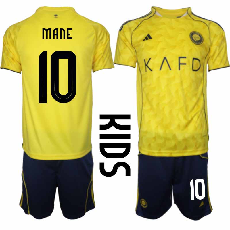 Barn Fotbollströjor Set Al-Nassr Sadio Mané #10 Hemmaställ 2025-26