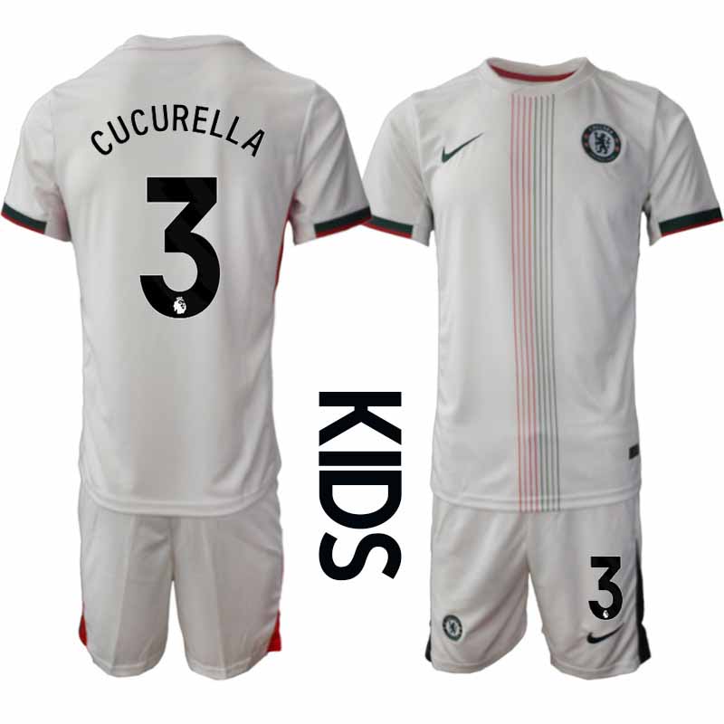 Billiga Fotbollströjor Marc Cucurella #3 Chelsea Bortaställ 2025-26 Barn Tröja + Shorts