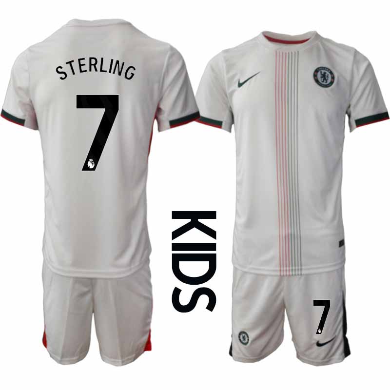 Billiga Fotbollströjor Raheem Sterling #7 Chelsea Bortaställ 2025-26 Barn Tröja + Shorts
