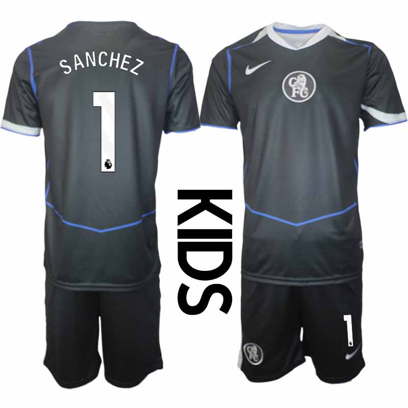 Fotbollströja Robert Sanchez #1 Chelsea Tredjeställ 2025-26 Barn Tröja + Shorts