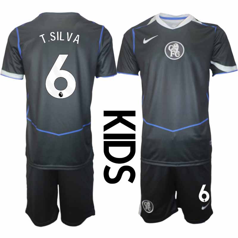 Fotbollströja Thiago Silva #6 Chelsea Tredjeställ 2025-26 Barn Tröja + Shorts
