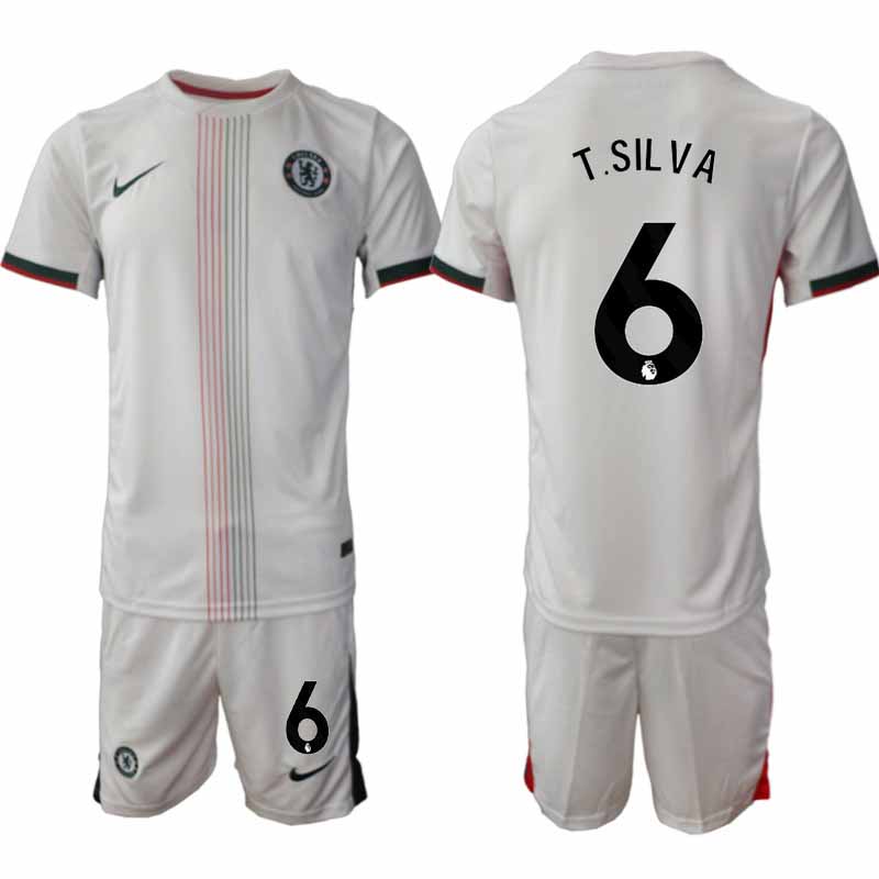 Billiga Fotbollströjor Thiago Silva #6 Chelsea Bortaställ 2025-26 Herr Tröja + Shorts