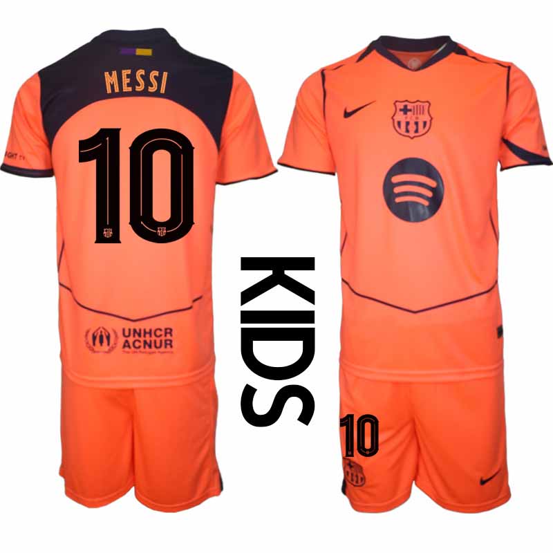 Fotbollskläder Set Barn FC Barcelona Tredjeställ Lionel Messi #10 UEFA Champions League 2025-26