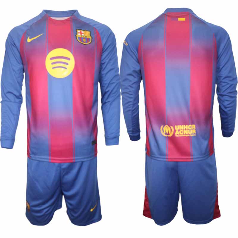 FC Barcelona Hemmaställ 2025/26 Herr Långärmad Tröja + Shorts