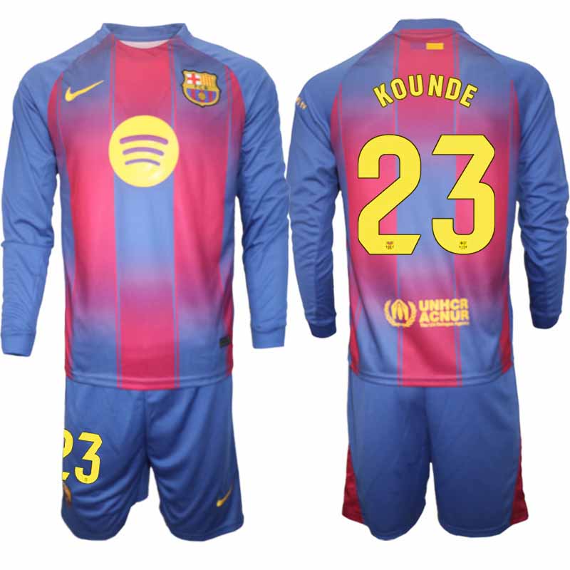 Matchställ Fotboll FC Barcelona Hemmaställ Jules Kounde #23 Herr 2025/26