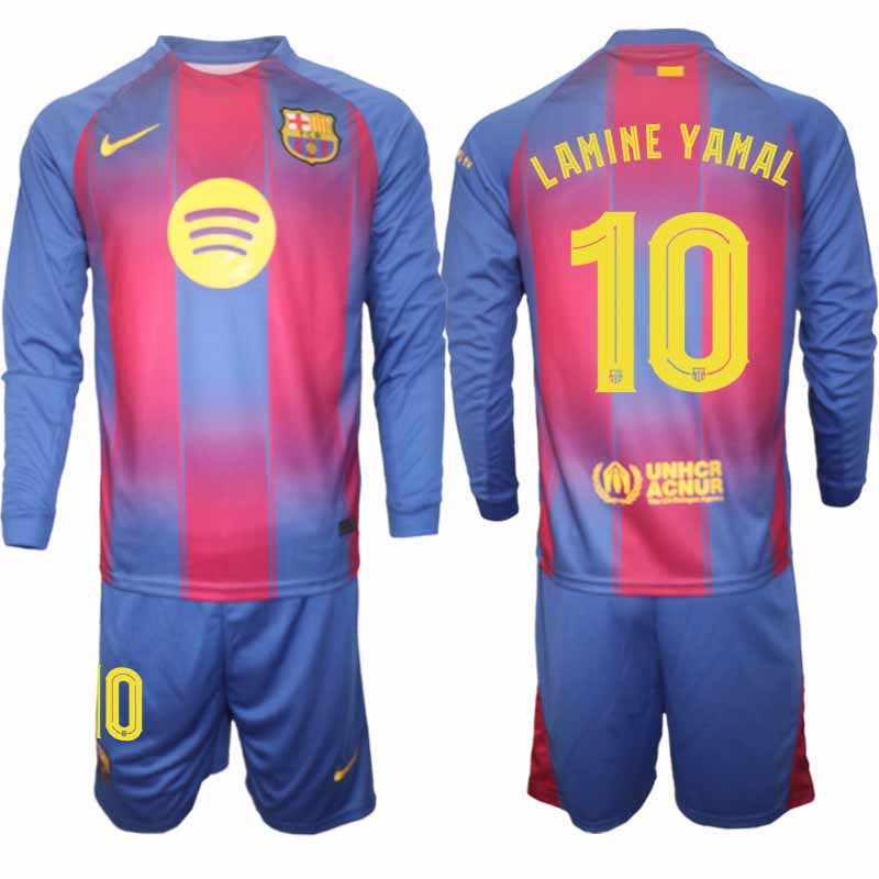 FC Barcelona Hemmaställ Lamine Yamal #10 UEFA Champions League Herr 2025/26 Långärmad Set