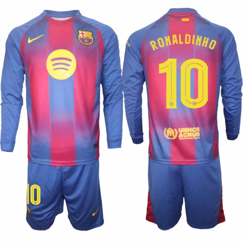 FC Barcelona Hemmaställ Ronaldinho #10 UEFA Champions League Herr 2025/26 Långärmad Set