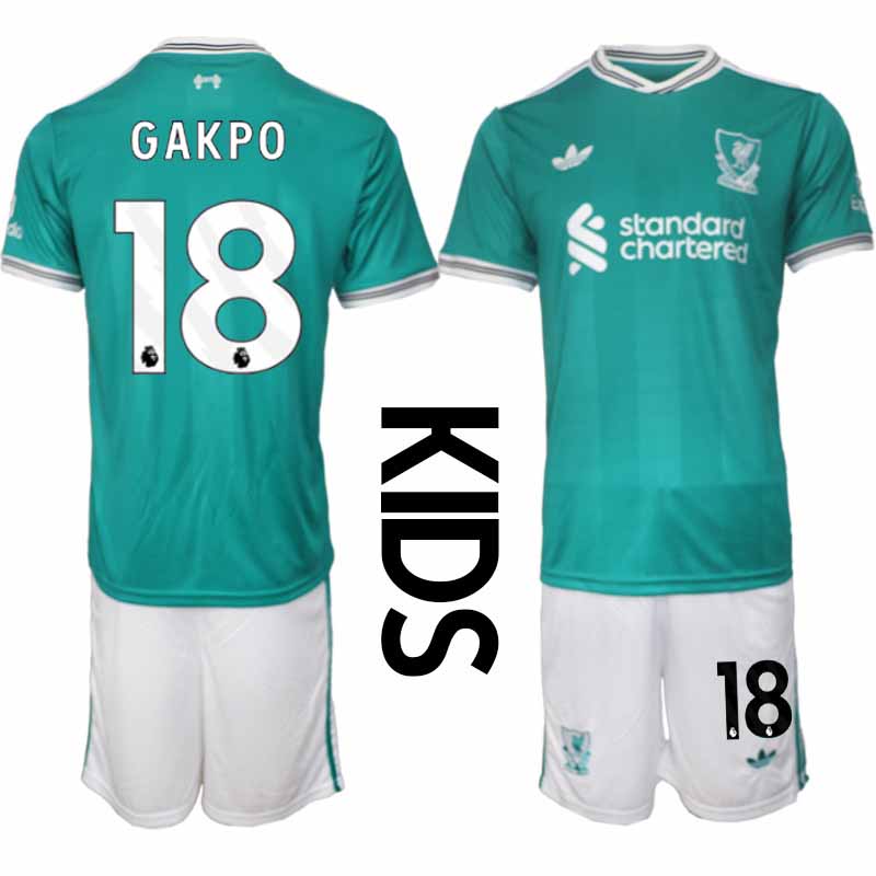 Liverpool FC Tredjeställ 2025-26 Barn Tröja + Shorts Cody Gakpo 18