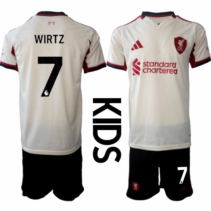Liverpool FC Bortaställ 2025-26 Barn Tröja + Shorts Florian Wirtz 7