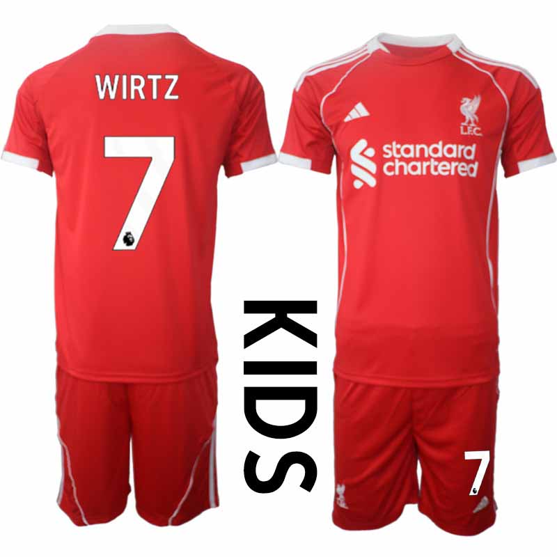 Liverpool FC Hemmaställ 2025-26 Barn Tröja + Shorts Florian Wirtz 7