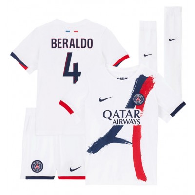 Barn Fotbollströjor Paris Saint-Germain Bortaställ 2025/26 Lucas Beraldo 4