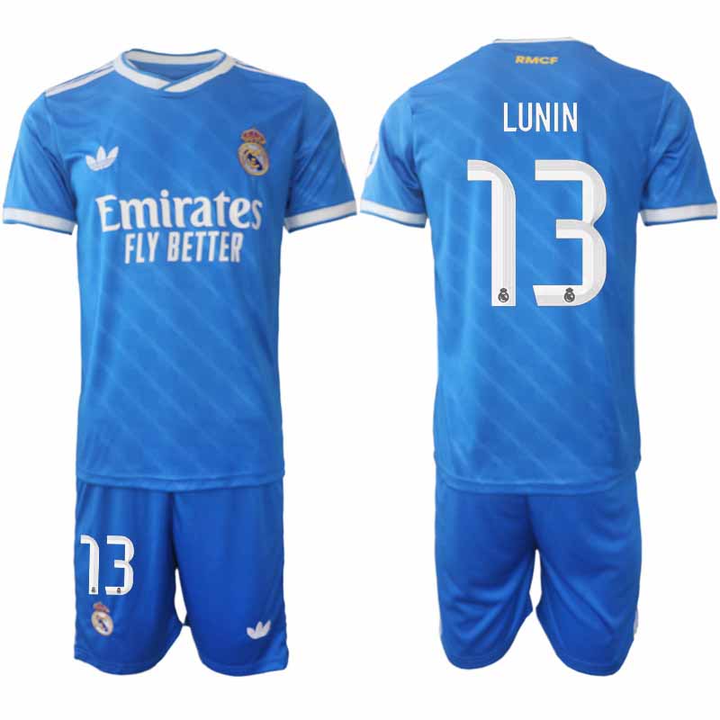 Matchställ Fotboll Andriy Lunin #13 Real Madrid Tredjeställ 2025-26 Herr