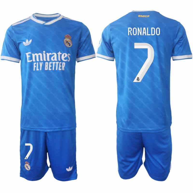 Fotbollströja med namn Cristiano Ronaldo #7 Real Madrid Herr Tredjeställ 2025-26 Tröja + Shorts