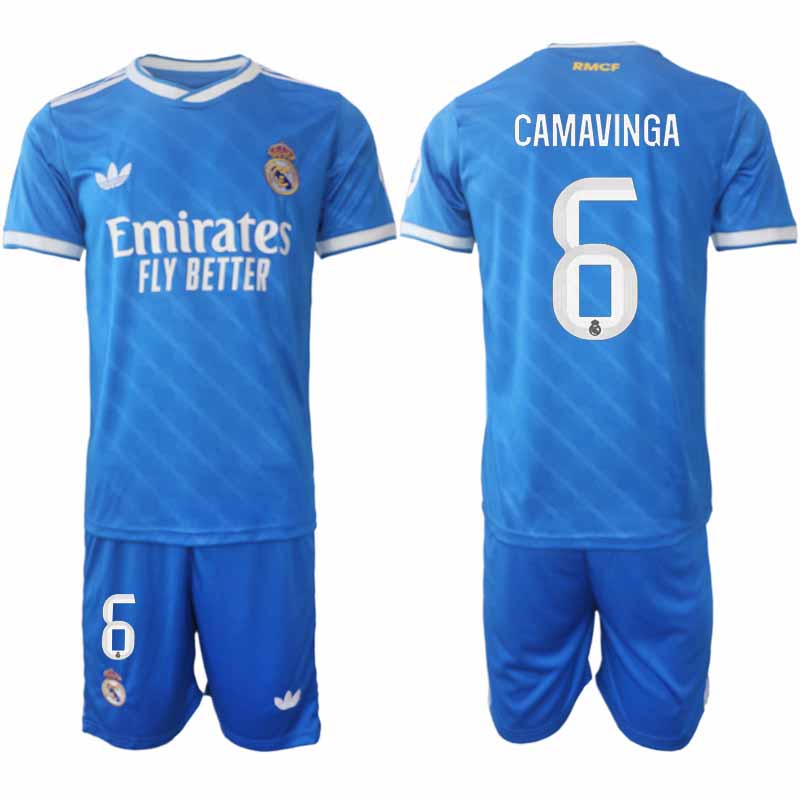 Fotbollströjor Billigt Eduardo Camavinga #6 Real Madrid Herr Tredjeställ 2025-26 Set