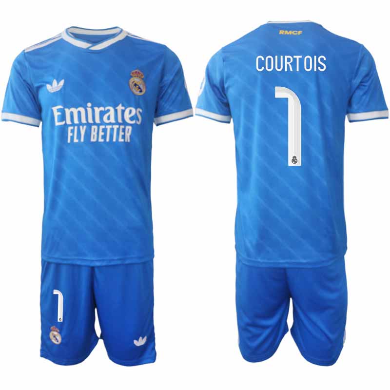 Fotbollströjor Billigt Thibaut Courtois #1 Real Madrid Herr Tredjeställ 2025-26 Set