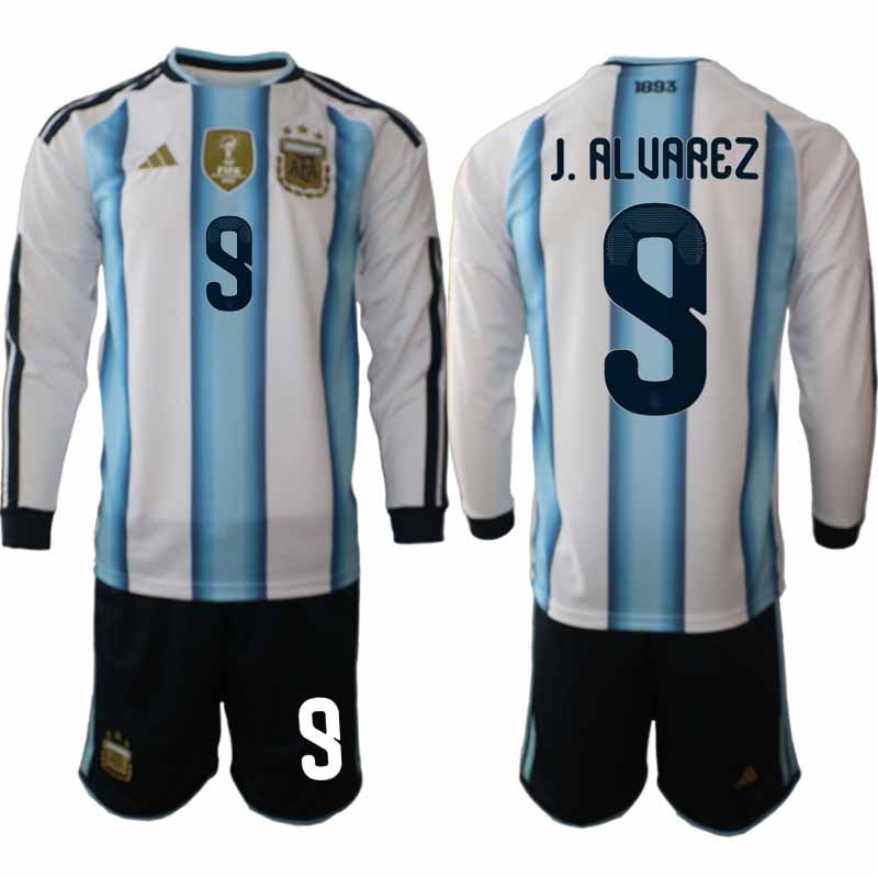 Argentina Hemma VM 2026 Herr Julián Álvarez #9 Långärmad Matchtröjor + Shorts
