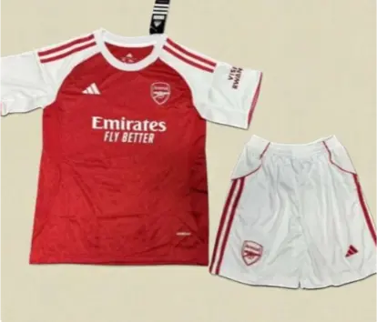 Arsenal Hemma Fotbollstrojor 2026 Barn Kortarmad Troja Shorts.webp