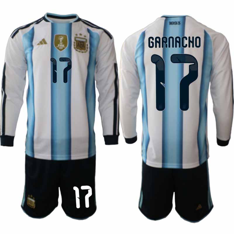 Argentina VM 2026 Hemmaställ Herr Alejandro Garnacho #17 Långärmad Matchtröja + Shorts