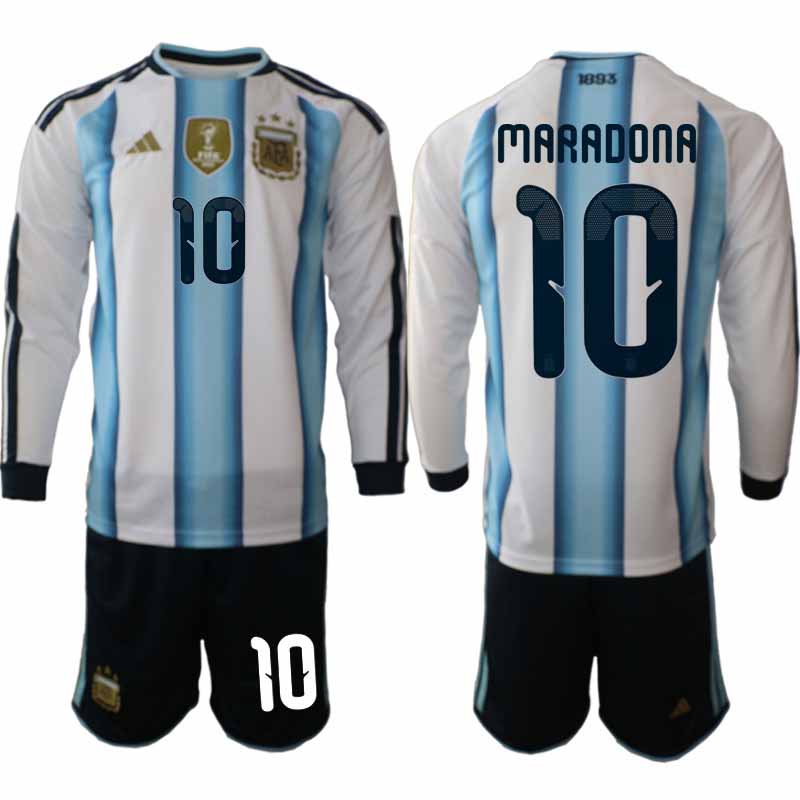 Argentina VM 2026 Hemmaställ Herr Diego Maradona #10 Långärmad Matchtröja + Shorts
