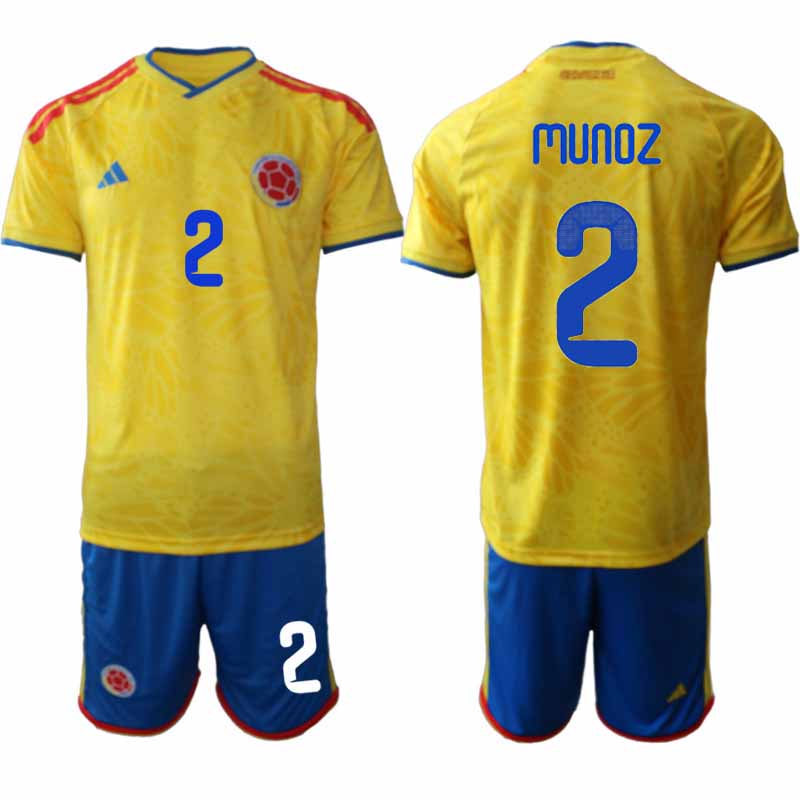 Colombia VM tröja 2026 Hemma Herr Daniel Muñoz #2 Matchtröja Kortärmad + Shorts